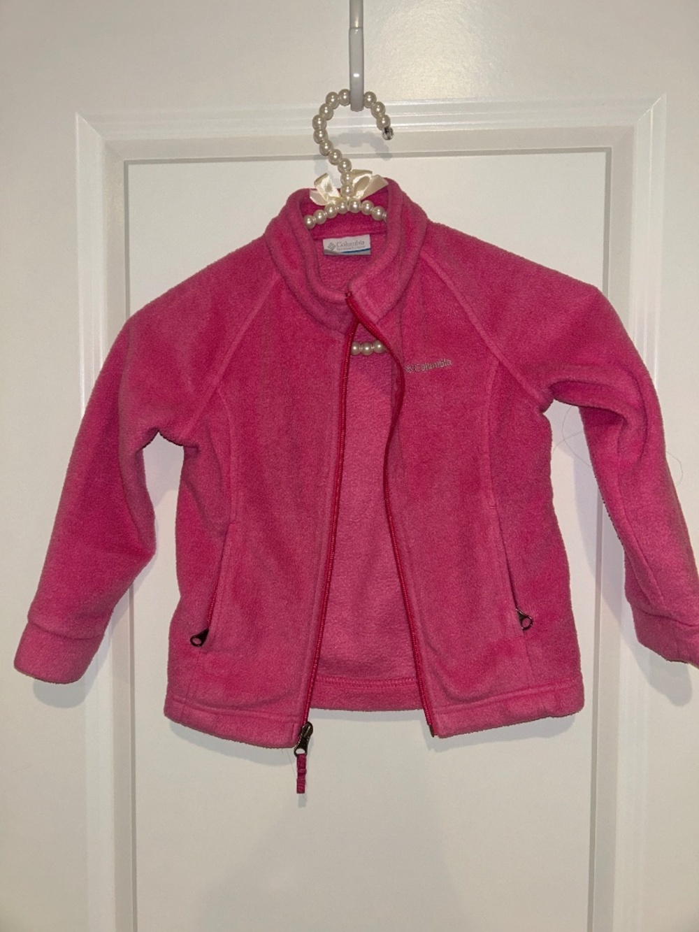 Columbia Girls Pink Full Zip Fleece Jacket 4T Lightweight Outdoor Coat - Picture 3 of 6